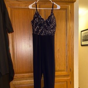 Trixxi Black and Cream Lace Jumpsuit